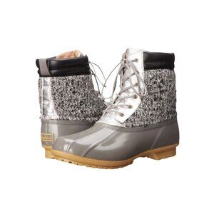 Sam Edelman Caldwell Womens 10 Medium Waterproof Duck Boots Silver/Gray Faux Fur